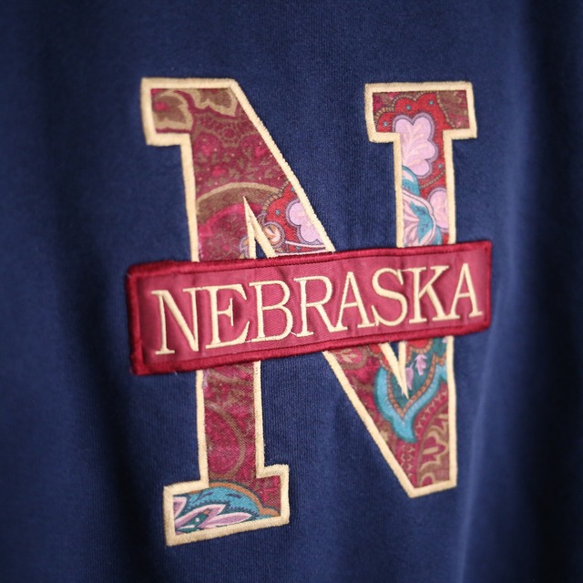 "刺繍" good design all rib border line over size sweat trainer