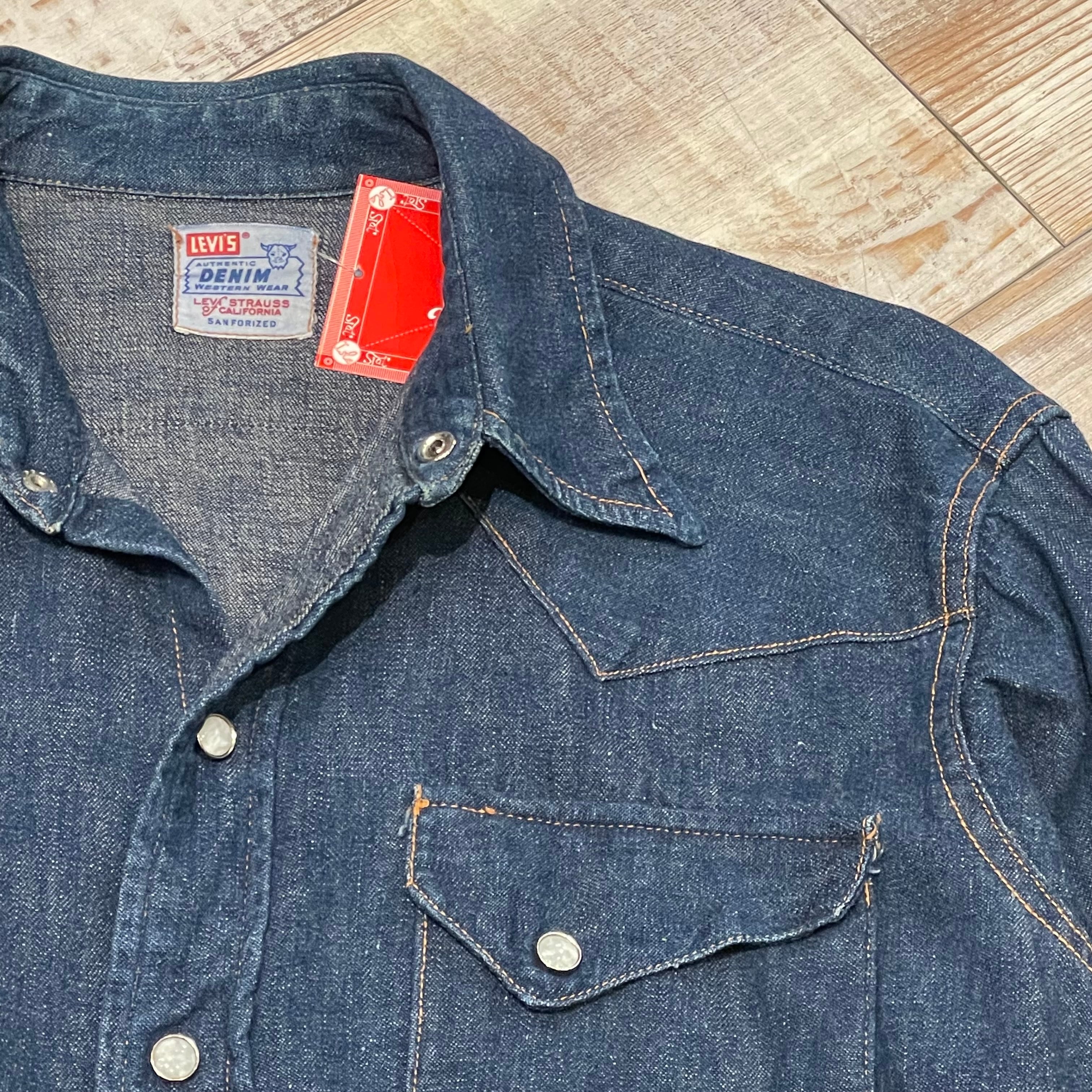 50年代 L位 LEVI'S Short Horn Denim Western Shirts リーバイス