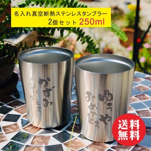 名入れ 真空断熱タンブラー 250ml 2個セット 送料無料