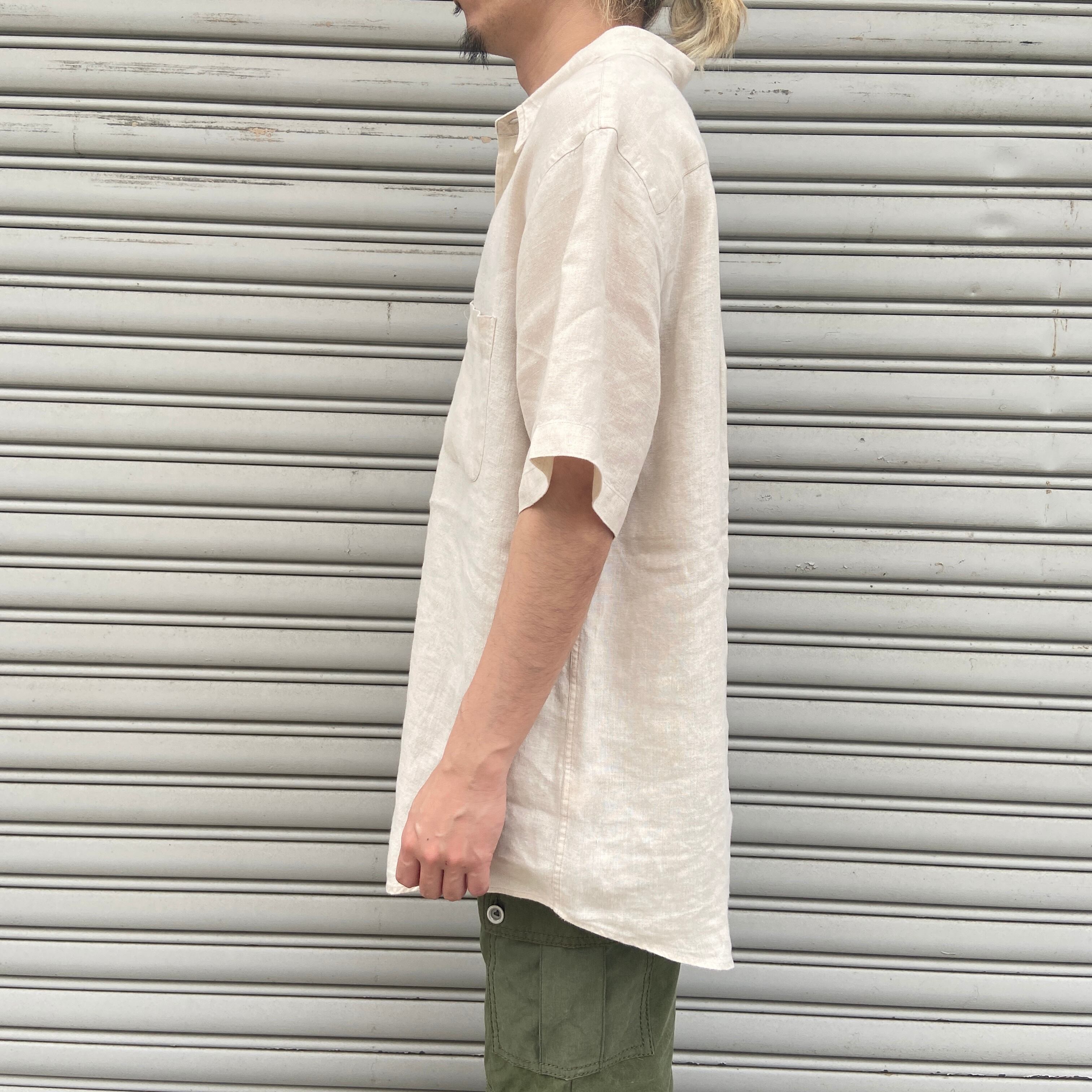 90s LANDS'END リネン半袖シャツ ベージュ M | 古着屋 Uan