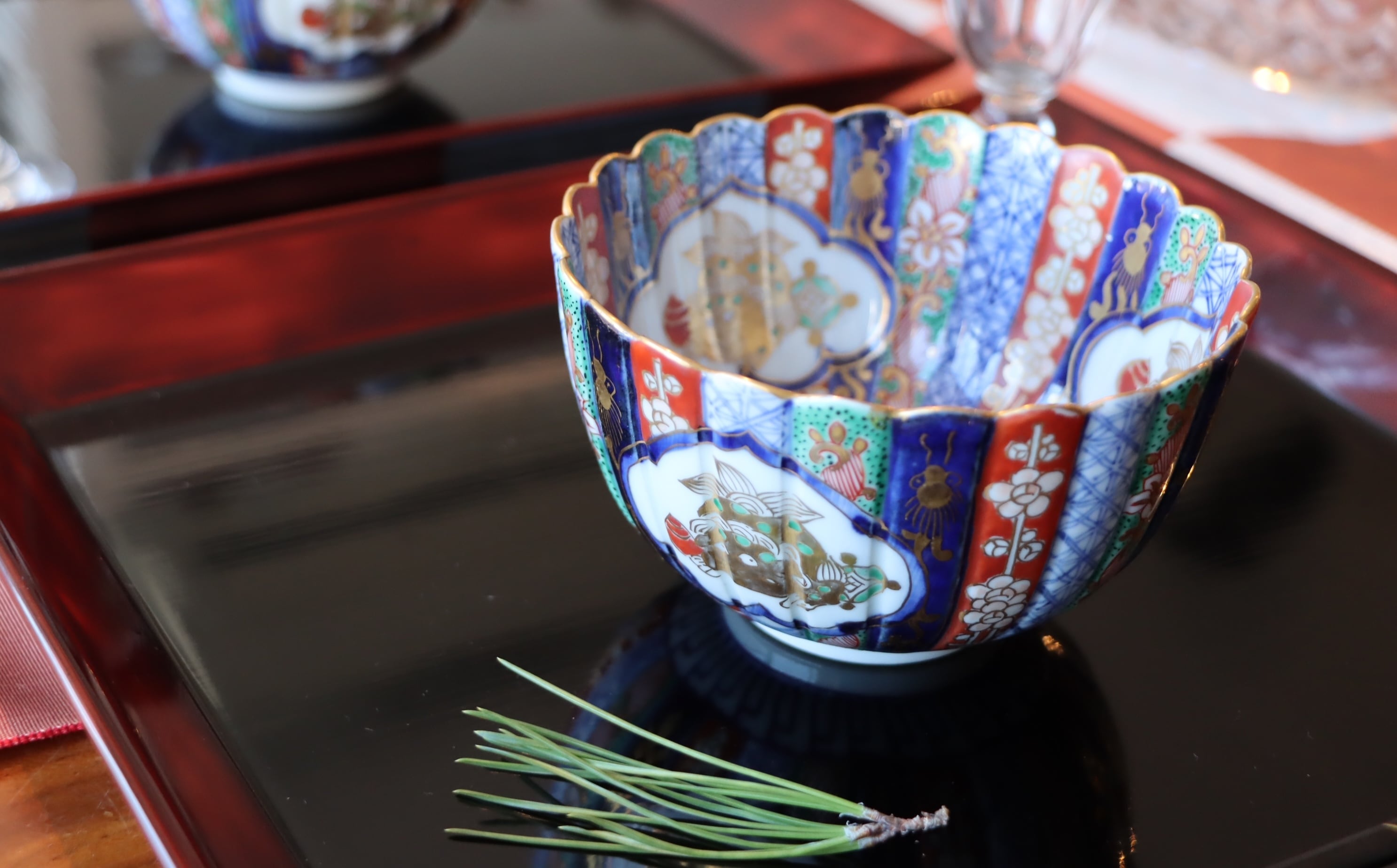 大聖寺伊万里 色絵 菊割 獅子宝珠文 向付/Daisyo-ji Imari 