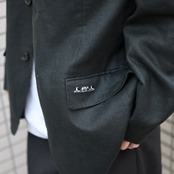 MISE AU GREEN cow embroidery linen tailored jacket