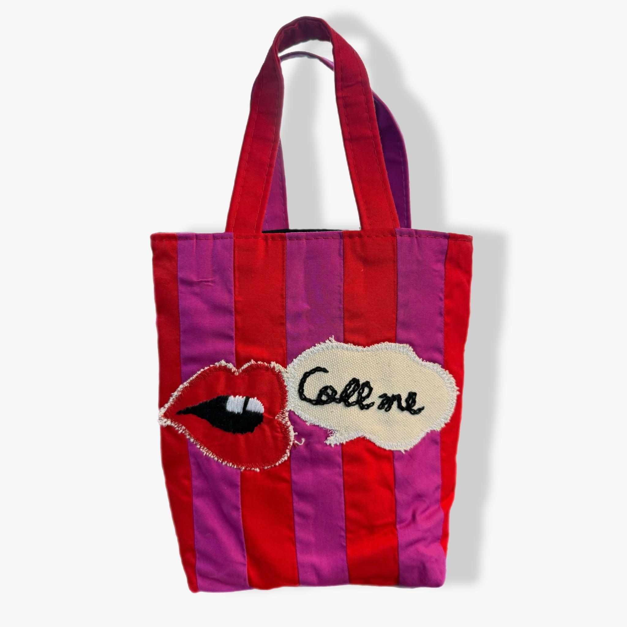 【call me】ストライプミニトート