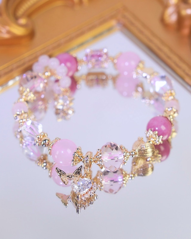 恋咲く桃花の約束 - ローズクォーツとインカローズの良縁ブレスレット❤︎B228