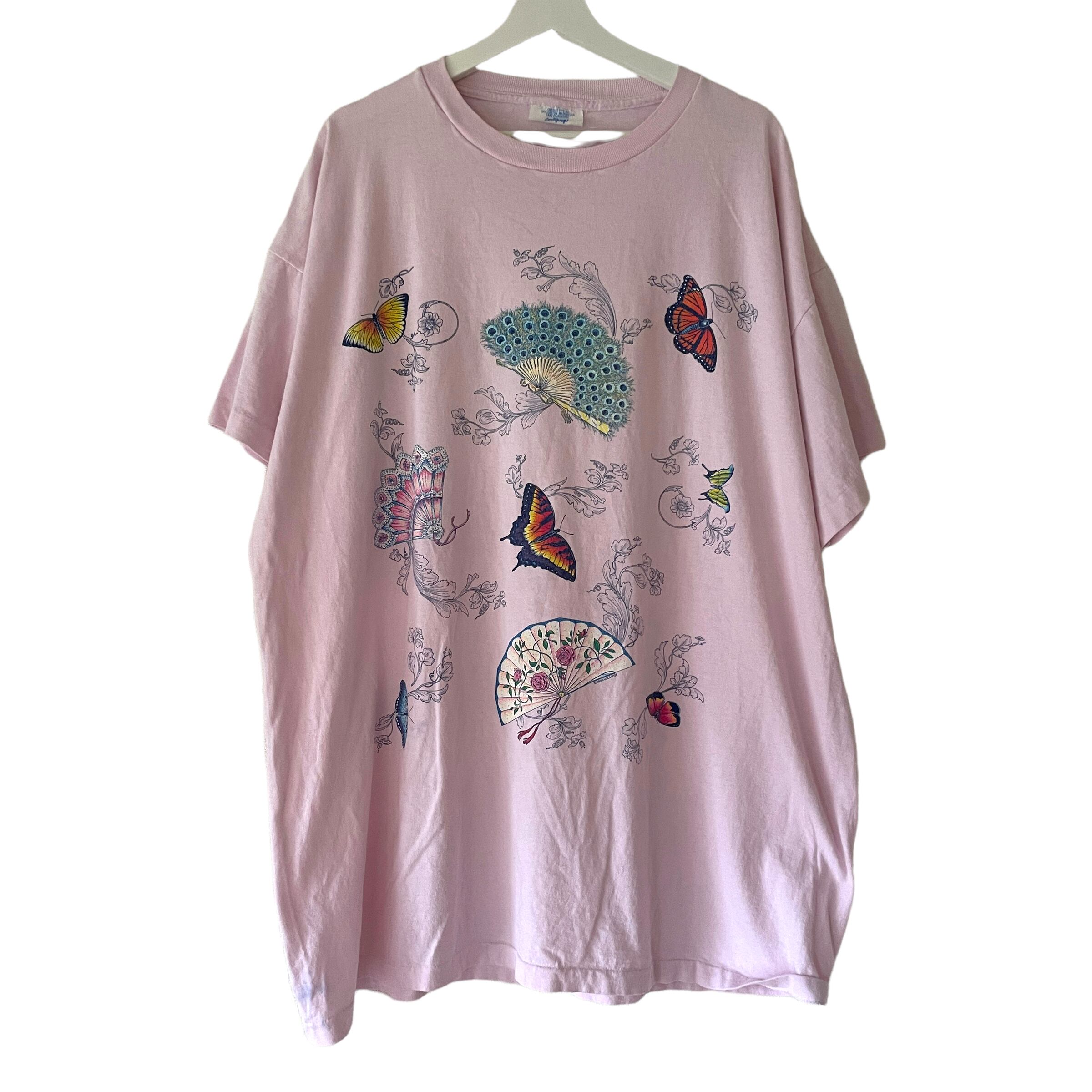 90's Lollipop Butterfly print big tee made in USA