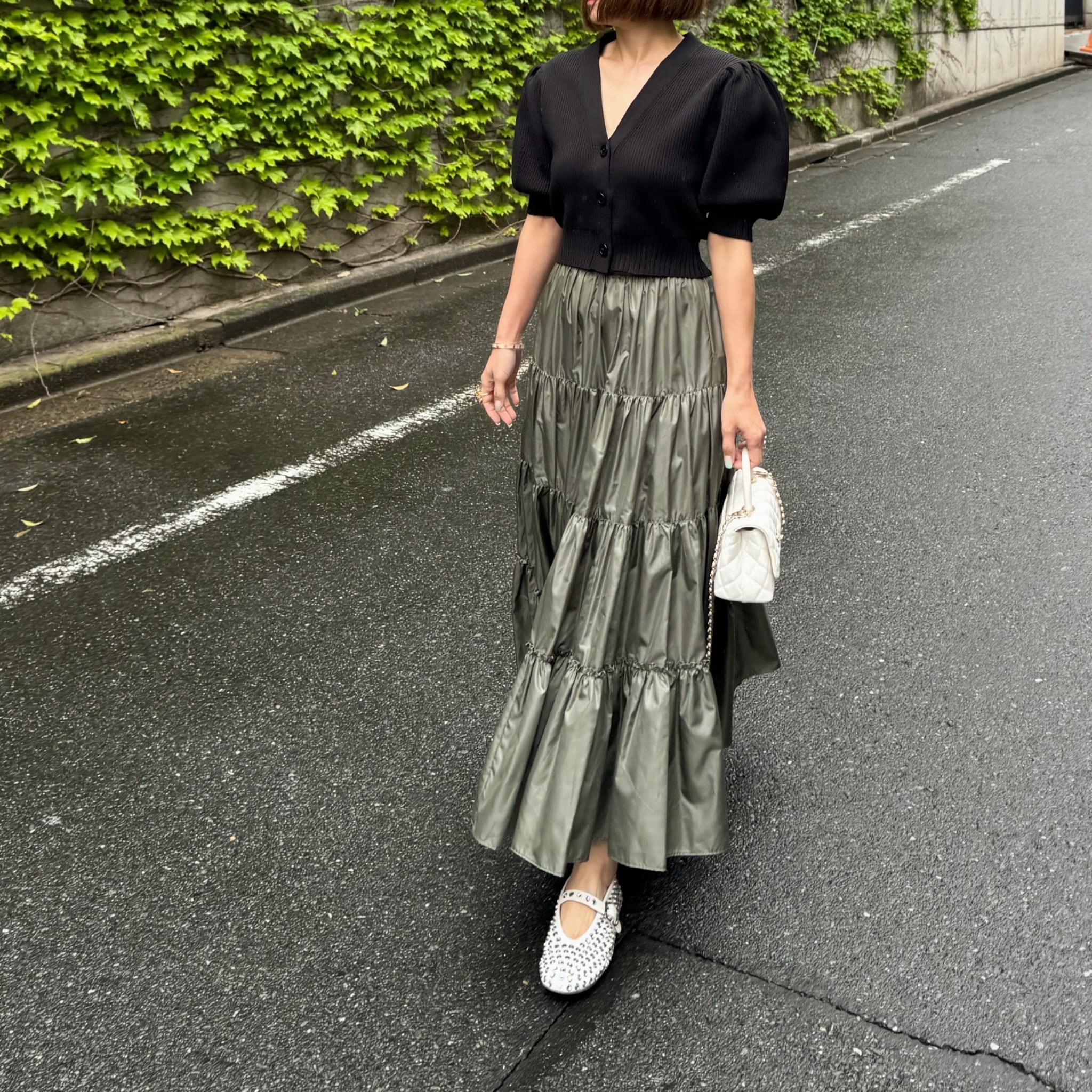 Cygneシーニュ】ティアードスカートAki☆カーキ 