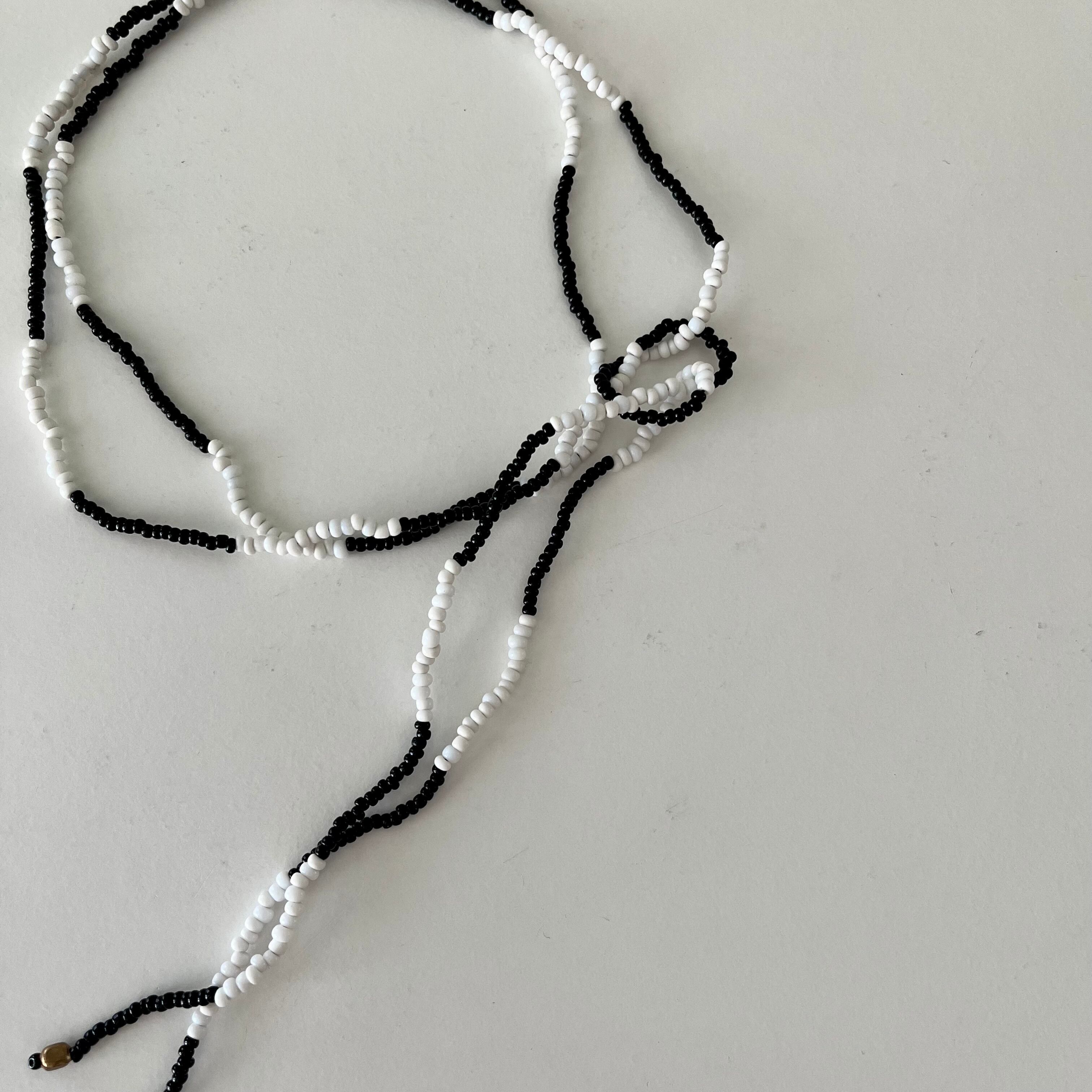 紐ネックレス#white × black
