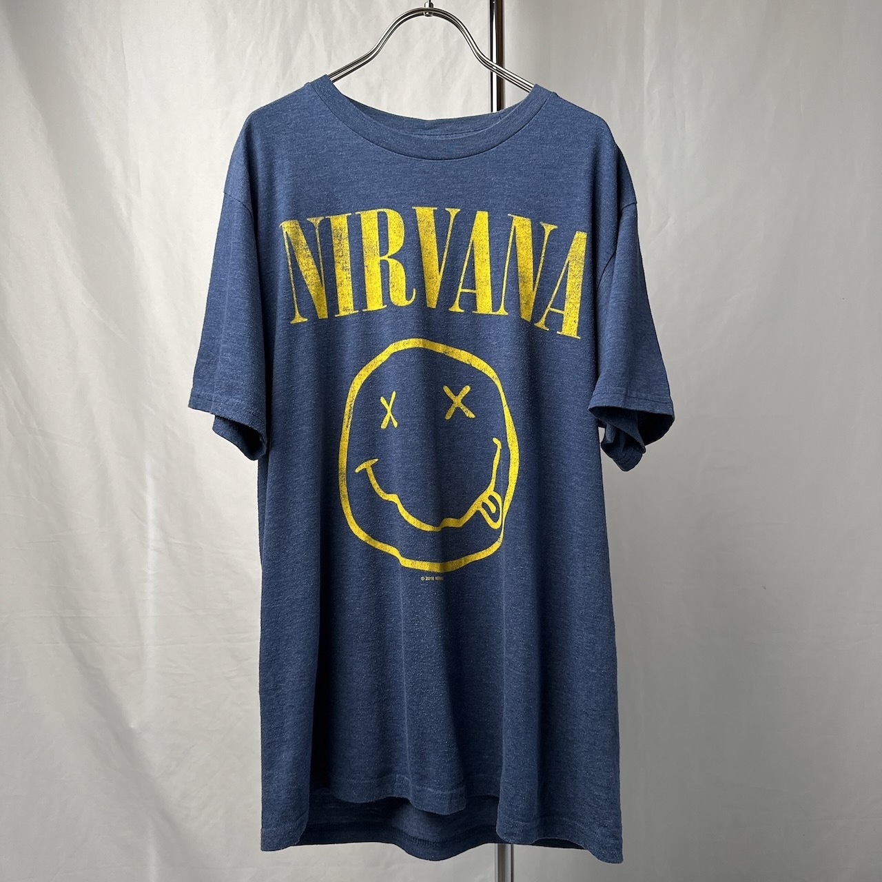 ニルヴァーナ バンドT 表記サイズ:M スマイル 半袖 プリント Tシャツ ネイビーブルー 古着