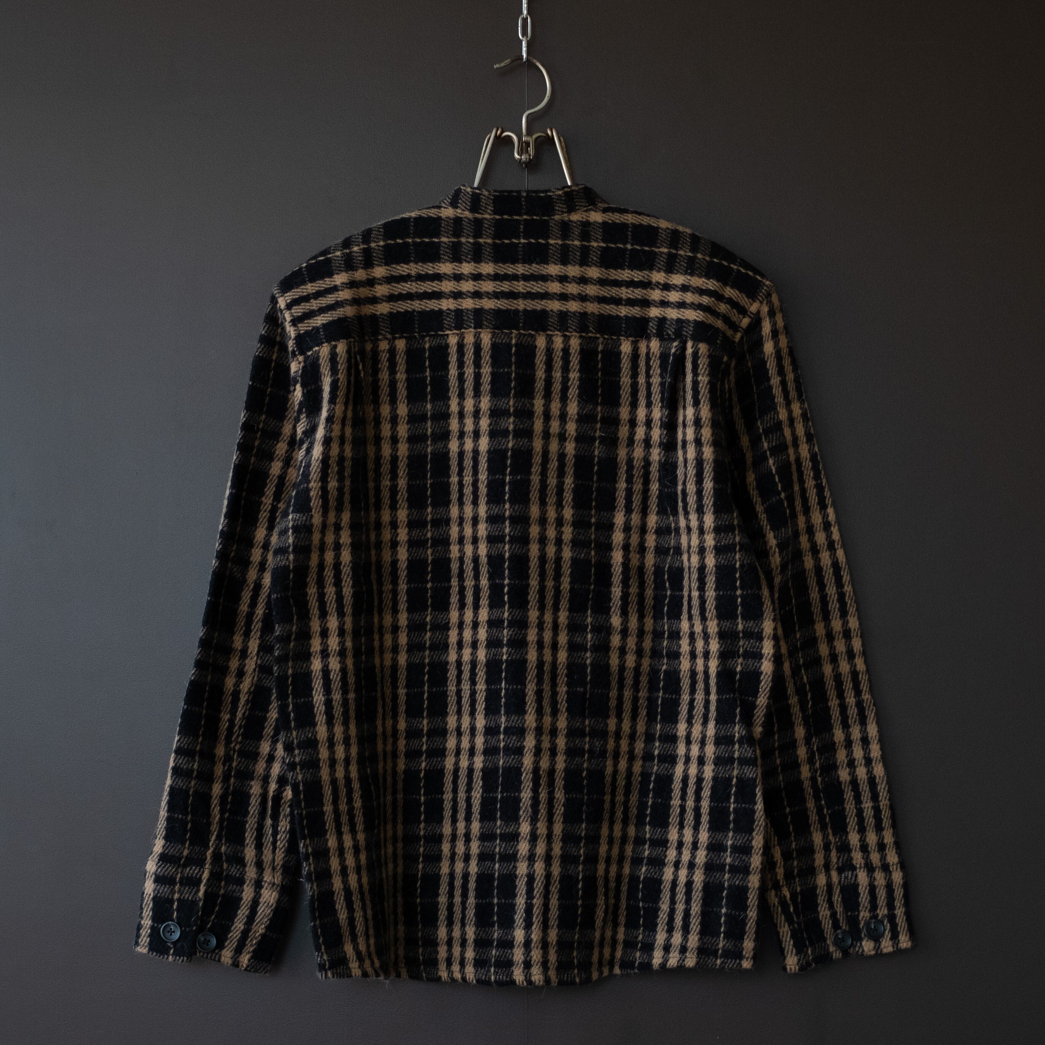 hanakazari】angola mix band collar check shirt | dros dro