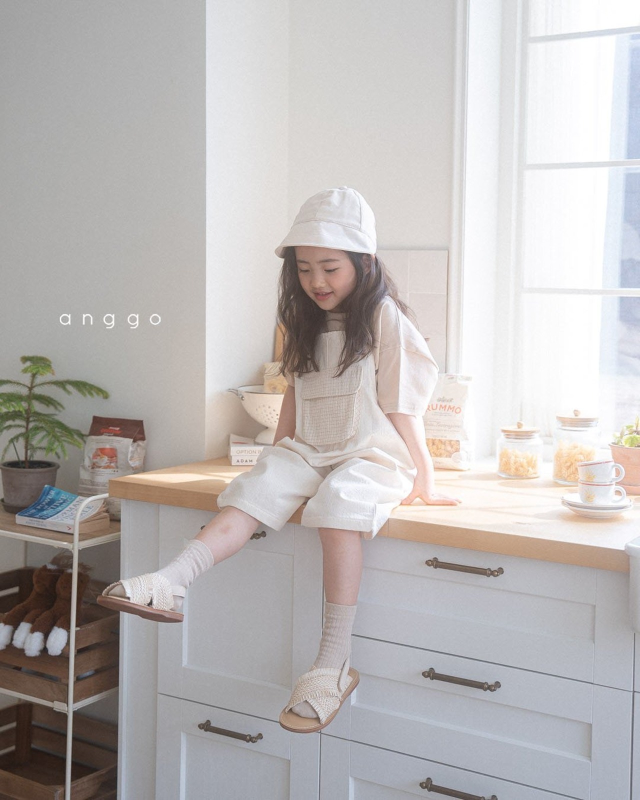 【anggo】サンドオーバーオール クリーム 90〜110cm - 2