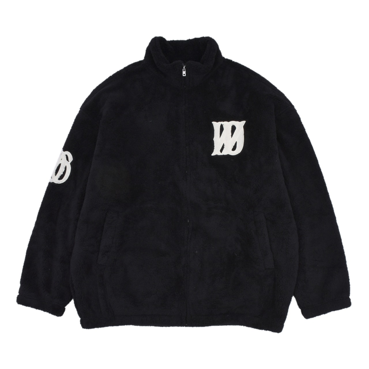【WE11DAM】BLACK BOUCLE LETTER LOGO FLEECE ZIP-UP - 1