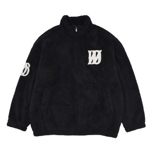 【WE11DAM】BLACK BOUCLE LETTER LOGO FLEECE ZIP-UP