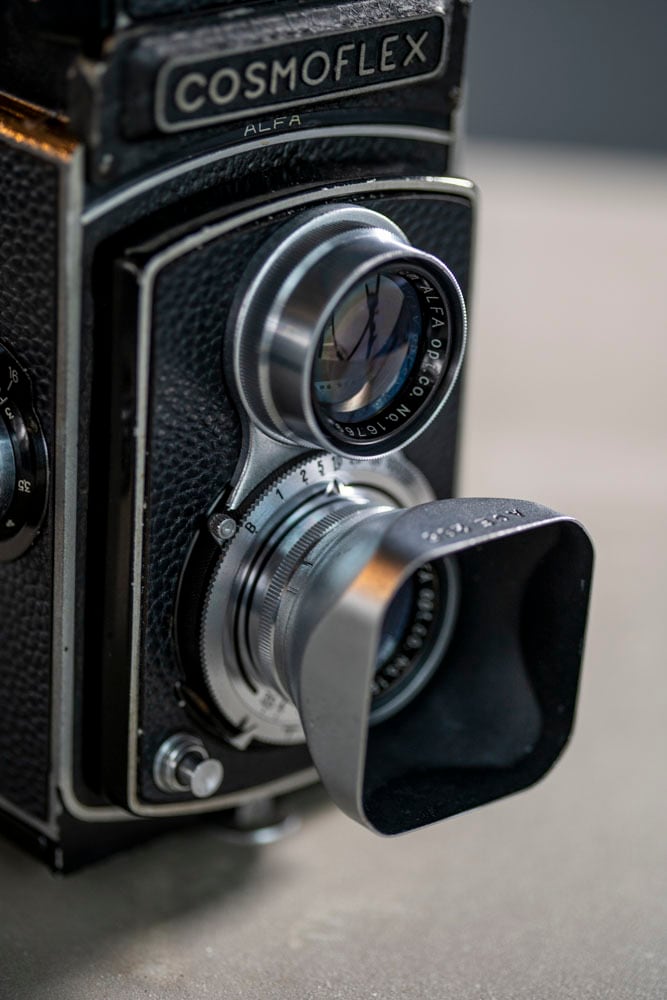 COSMOFLEX 二眼レフカメラ　昭和レトロ　レトロカメラ　ディスプレイ 二眼レフカメラ COSMO FLEX Ⅰ コスモフレックス1 レンズフード付