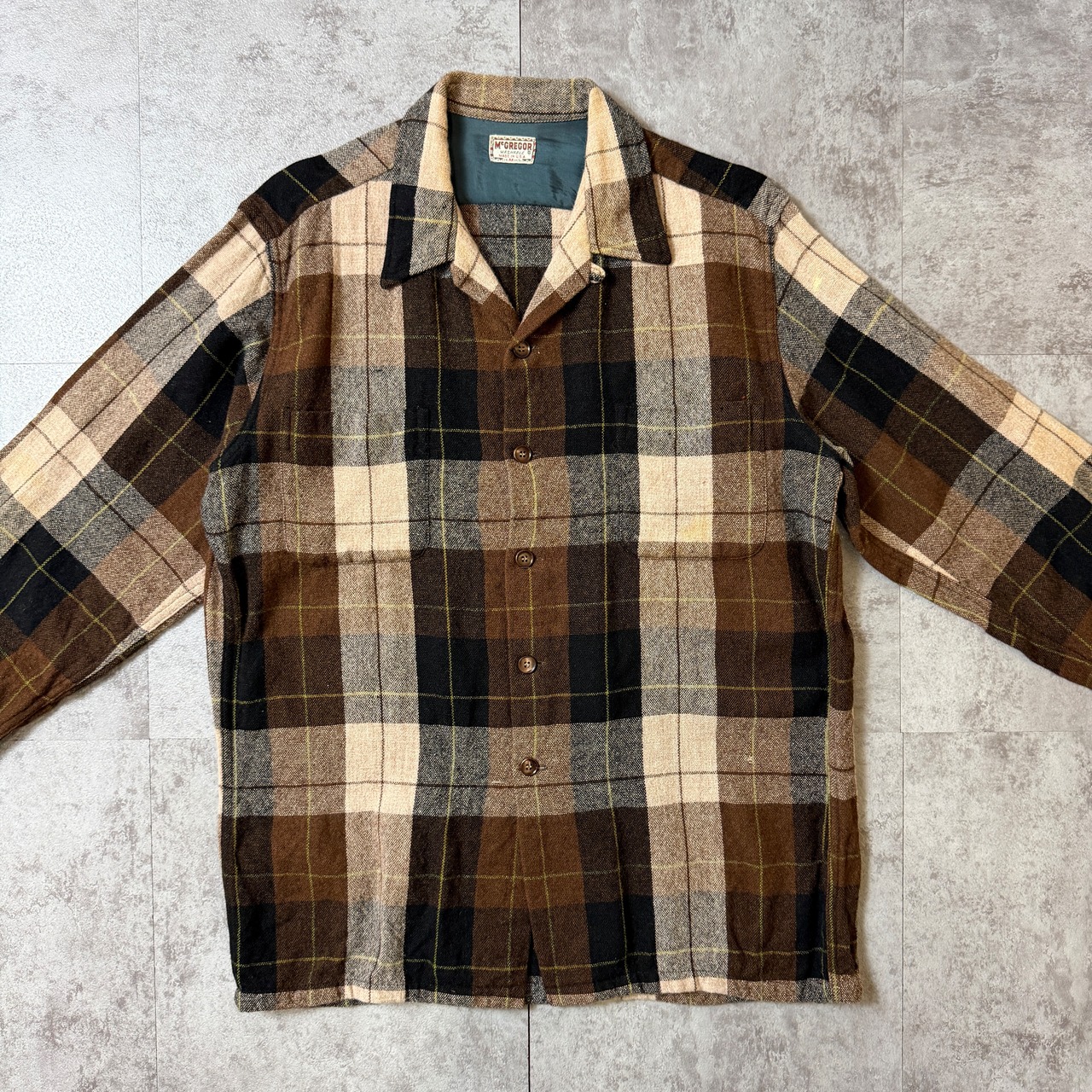 60's〜 McGREGOR Open-Collar Shirt Board Shirt 50年代 アメリカ オープンカラーシャツ ボードシャツ ヴィンテージ ビンテージ  TT2026-0046 - 3