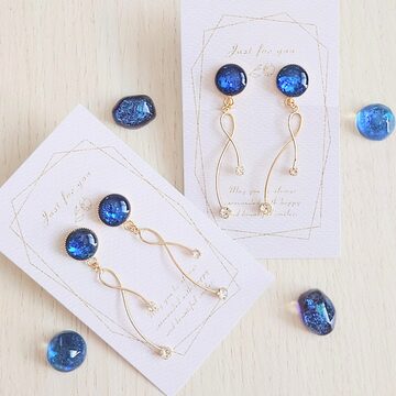 べっ甲スクエアカボション × ガラスドーム ピアス / イヤリング | Pay ID