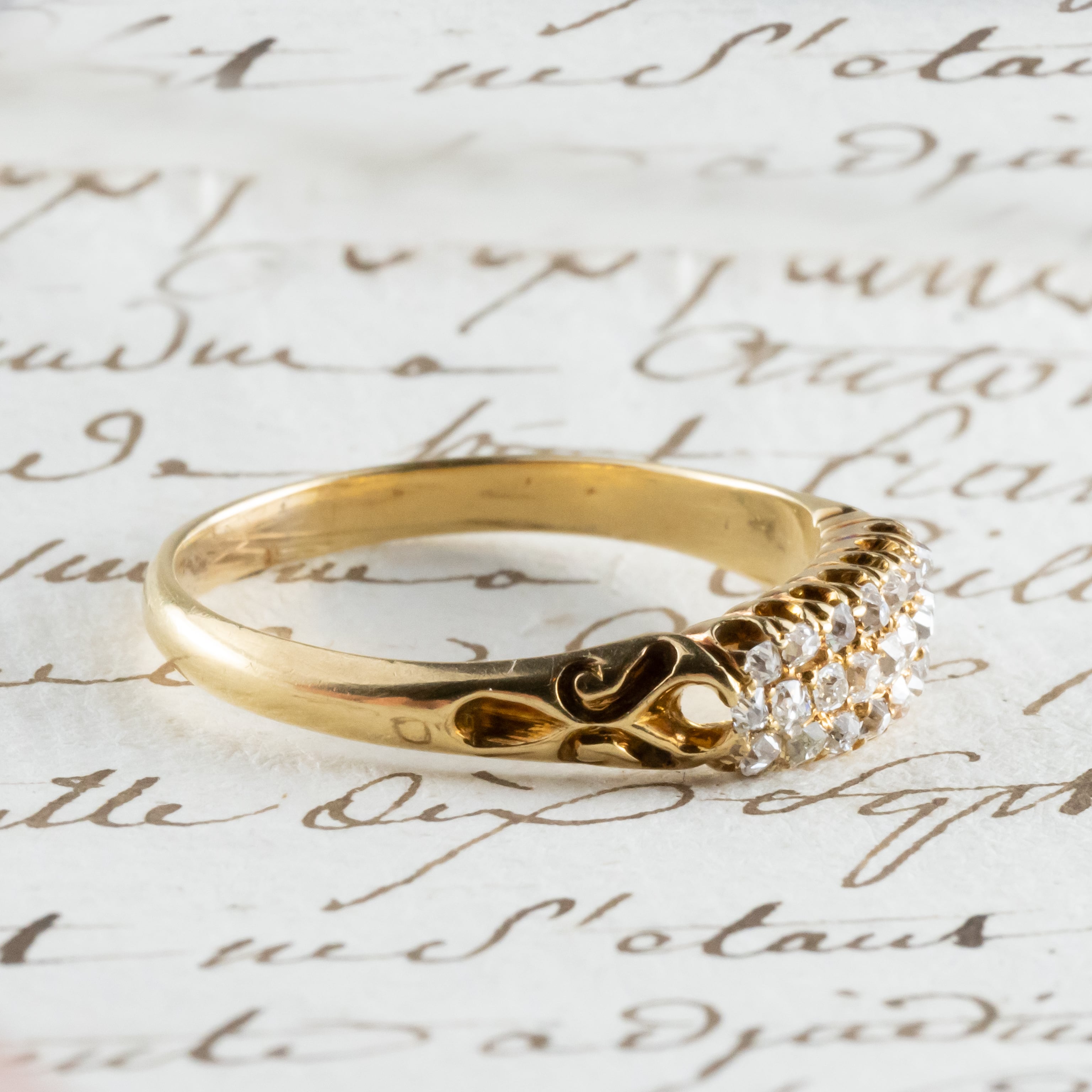 貴重】イギリス アンティークリング 3ROWタイプ アンティークカット