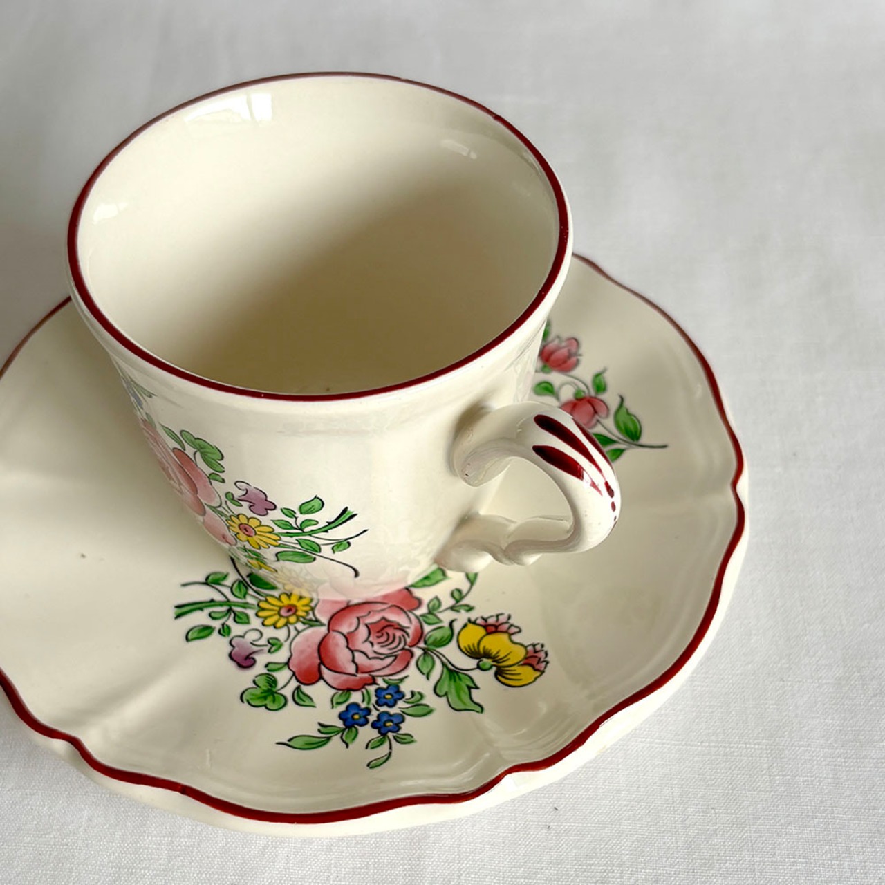 コーヒーカップ　KGリュネヴィル　カップソーサー　花柄　バラ　オールドストラスブール　12twev1-6