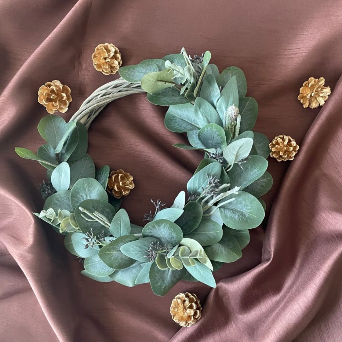 完売しました]【ユーカリのクレッセントリース】グリーンの  