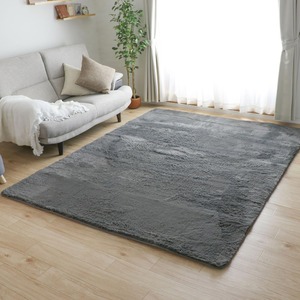 【特価処分】フリーリー シャギーラグ ラグ カーペット 200×250cm 約3畳 防ダニ 抗菌 防臭 厚手 滑り止め付 ホットカーペット対応 絨毯 無地・ダークグレー
