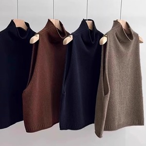 high-neck knitted sweater vest(SN161)