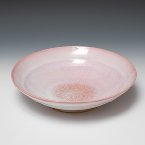 硝子釉麺鉢　ピンク