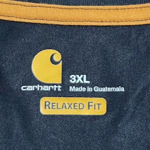 【Carhartt】3XL ビッグシルエット ワンポイント ポケットTシャツ ポケT カーハート FORCE ラグラン ブラック半袖 夏物 US古着