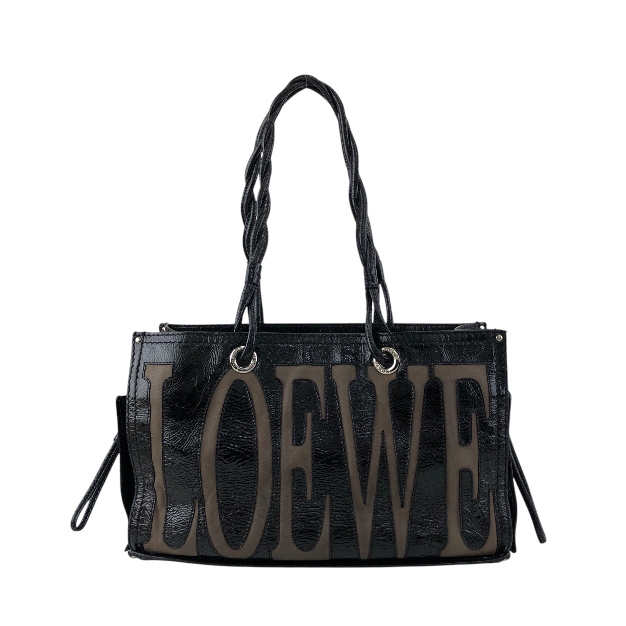 LOEWE ロエベ ハンドバッグ ブラック アナグラム エナメル トート