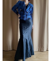 shiny black mermaid maxi skirt-3398-4