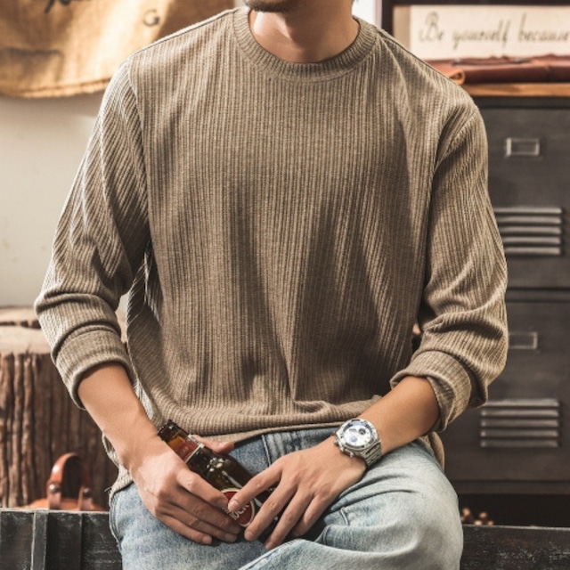 Stripe texture vintage long t shirt ( 3color )