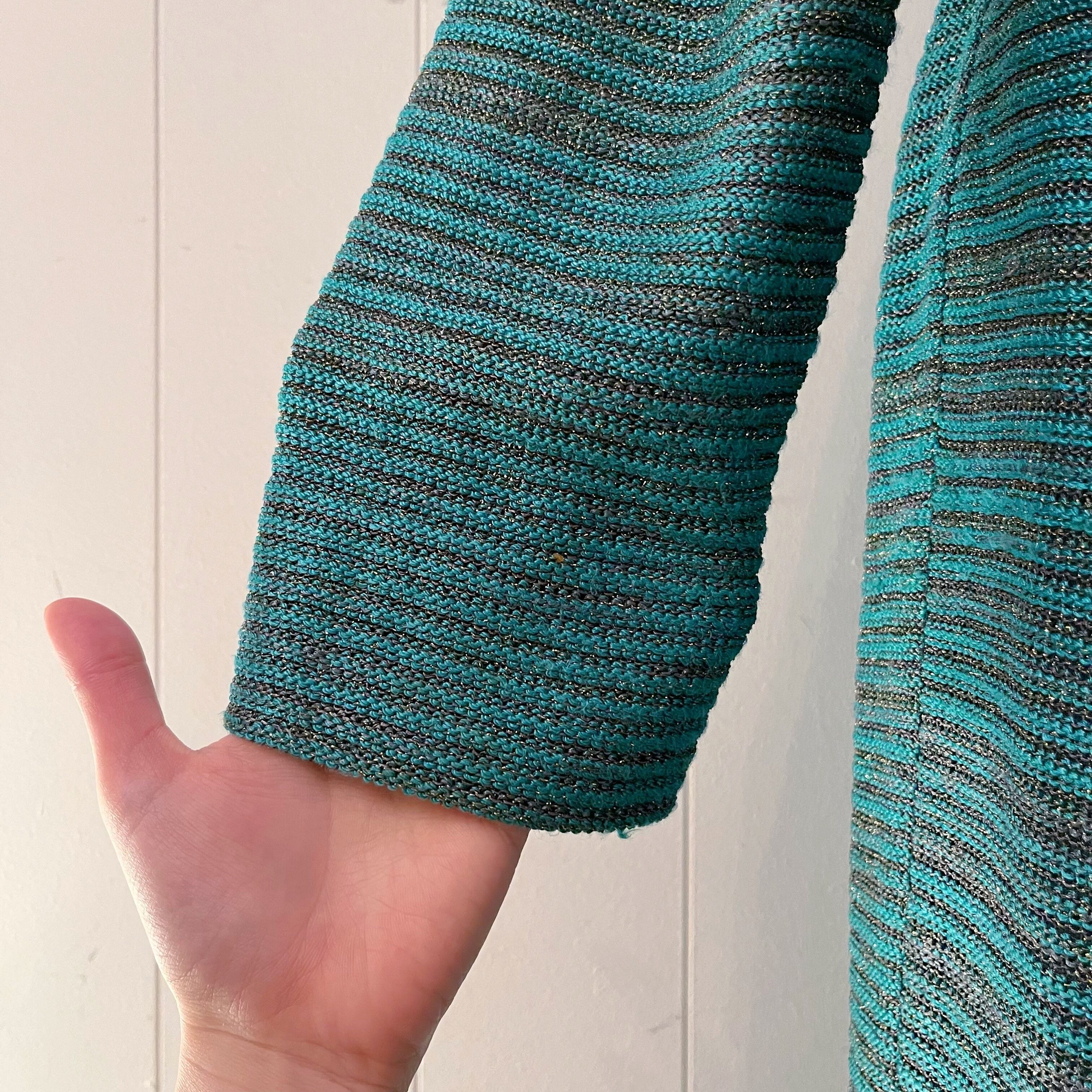 green lame knit set up