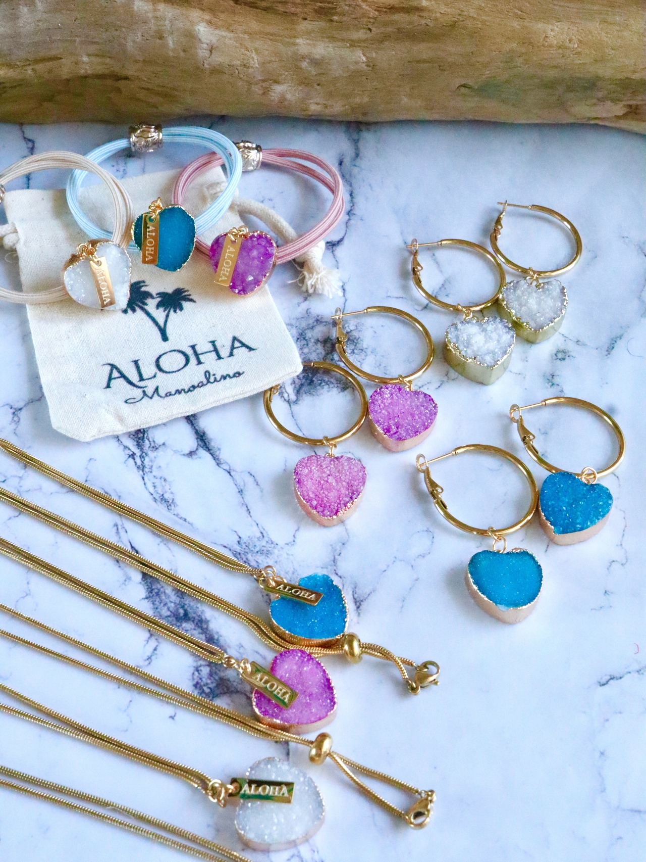 Druzy Pu'uwai Heart necklace(ドゥルージーハートネックレス)
