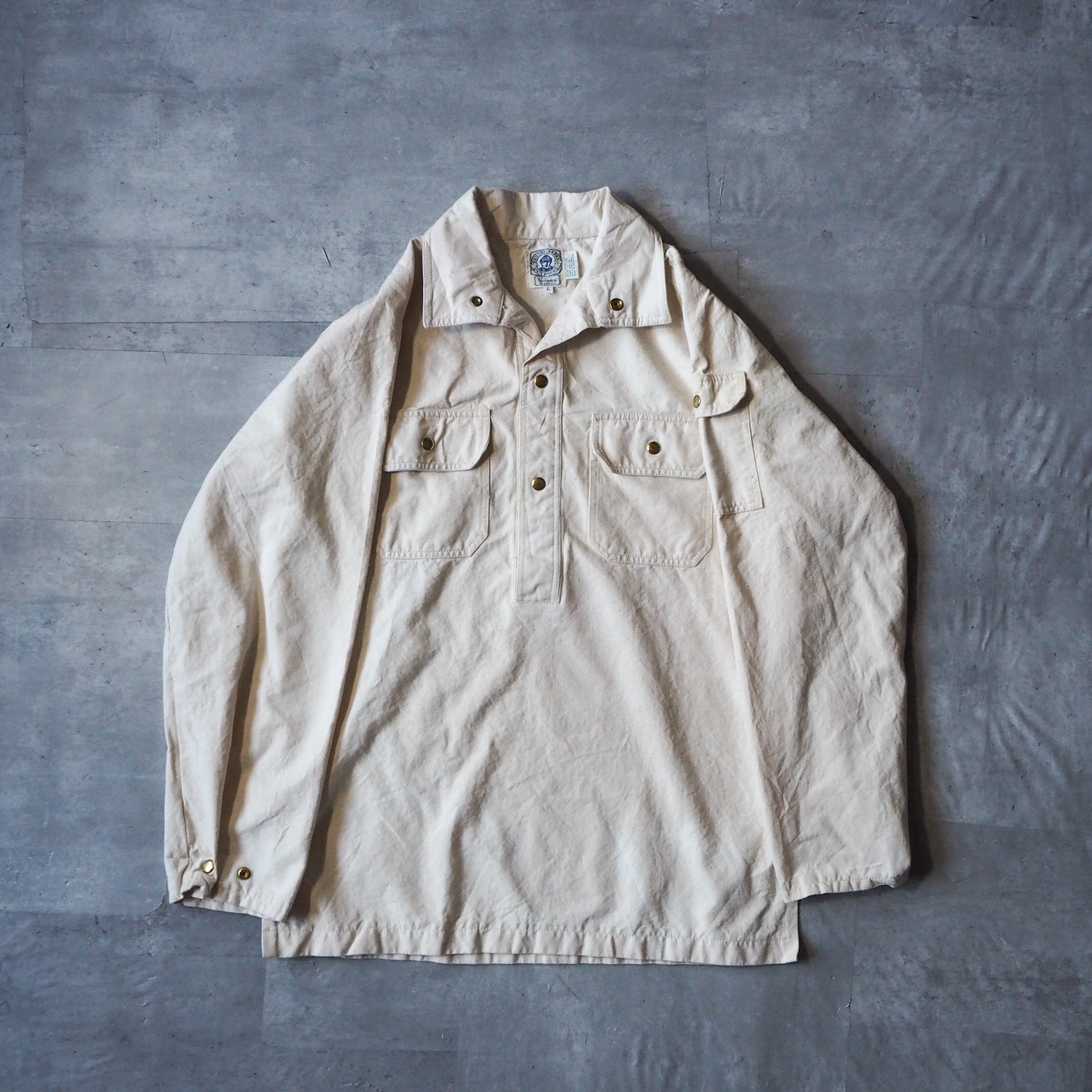 70s “sailar brand” off-white cotton linen bourgeron smock sampling ...