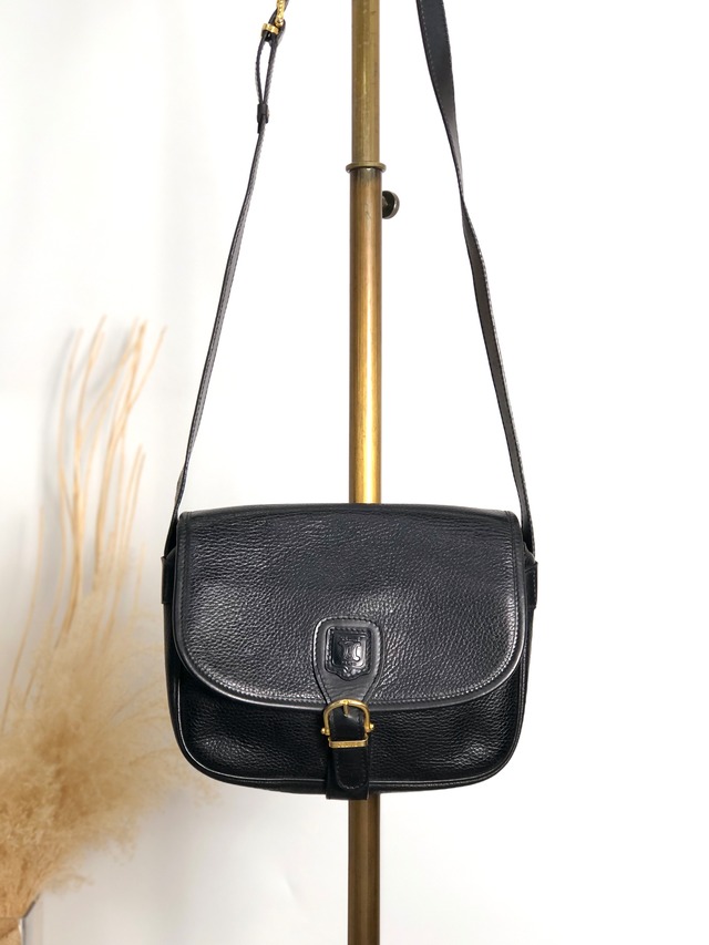 CELINE セリーヌ ショルダーバッグ ブラック ブラゾン型押し フロントバックル レザー vintage ヴィンテージ オールド 4n3ttr