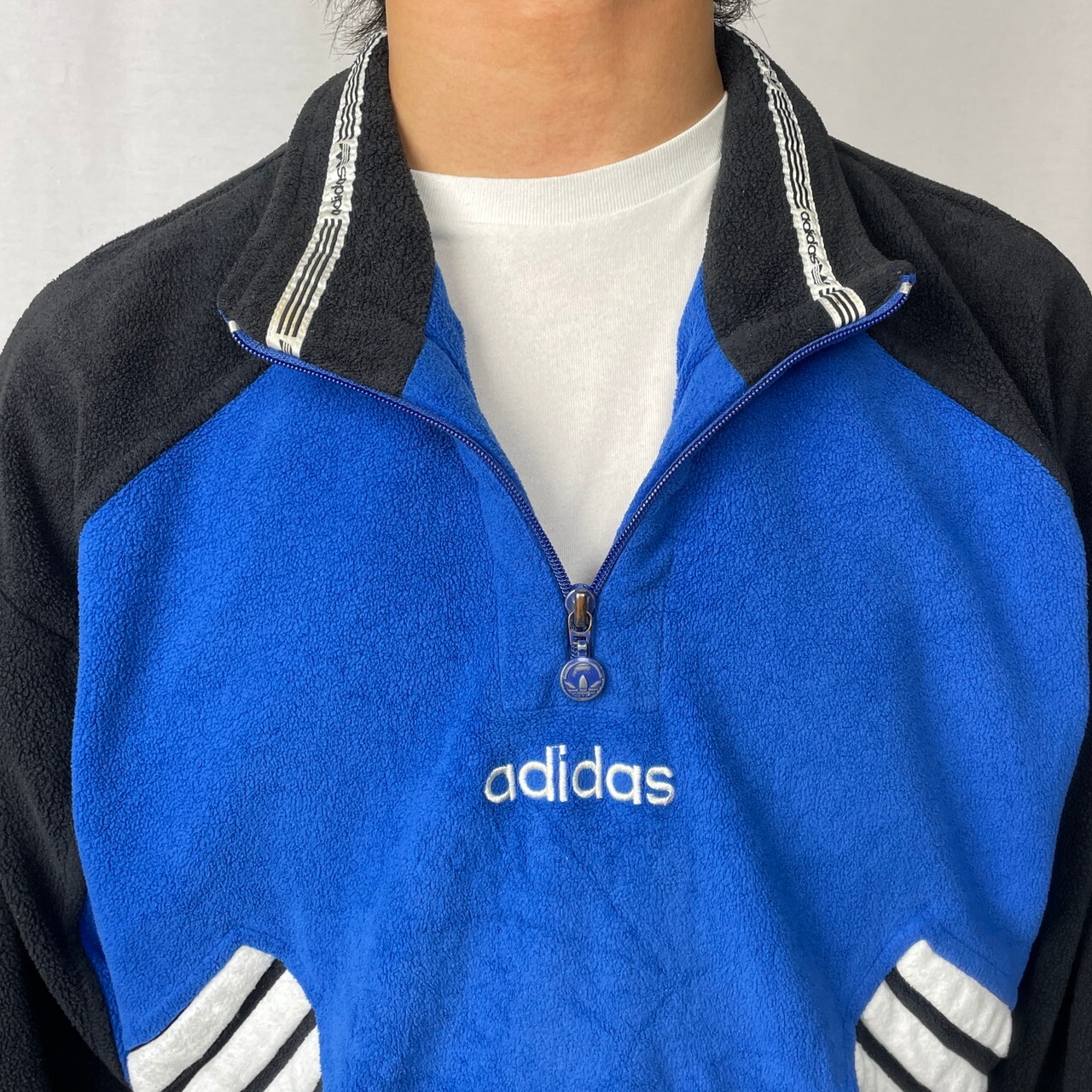 80年代 adidas アディダス フリースプルオーバー ハーフジップ メンズL 