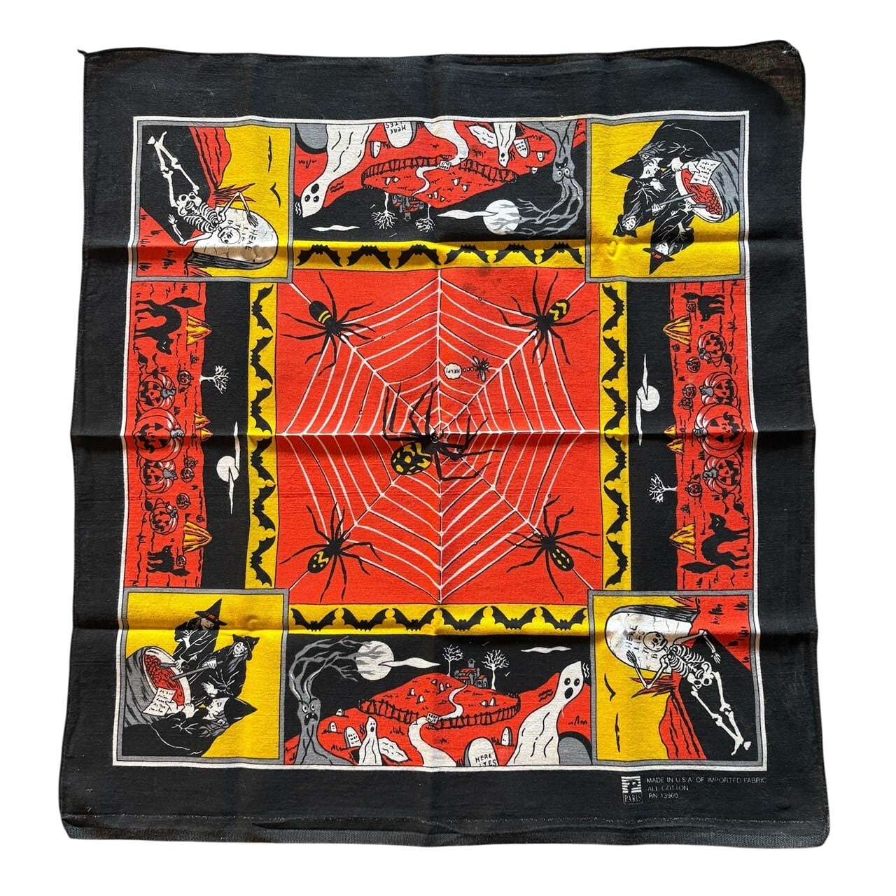 70's USA製 Paris ハロウィン バンダナ ブラック バンダナ パリス