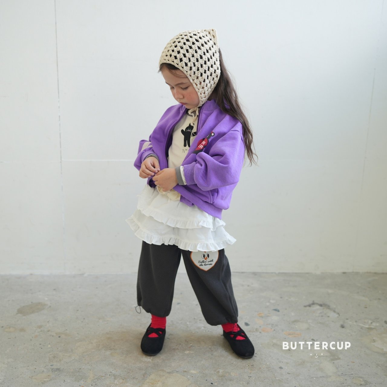 【Butter cup】NO.1フリルラビットT 80〜110cm グレー 241019 - 6
