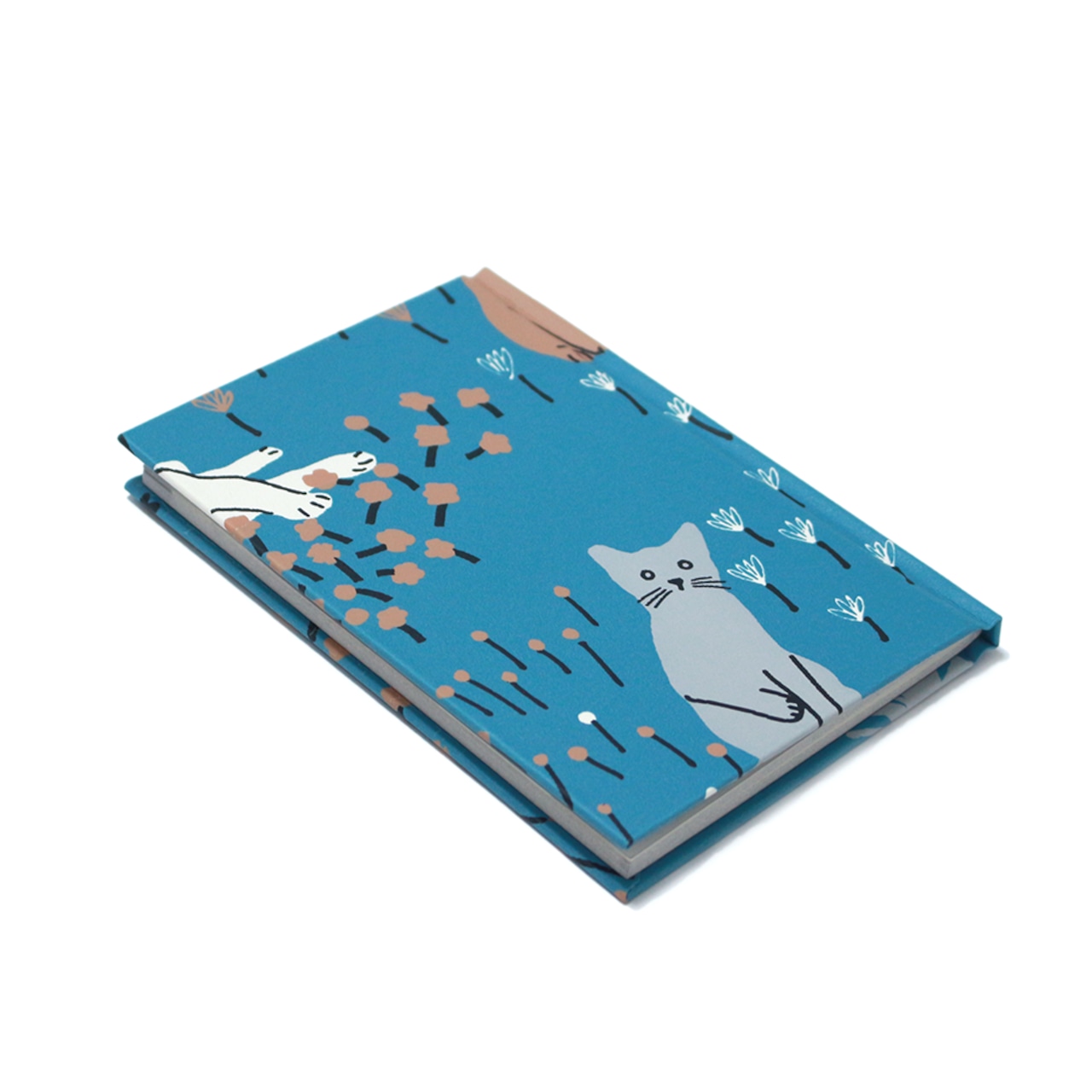Multi-log note - 【ドット方眼・五段階評価】北欧ネコブルー / A6変形 / ハードカバーノート