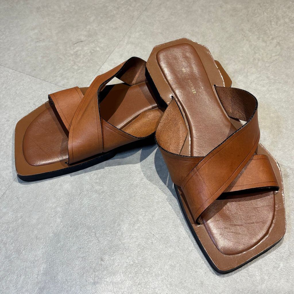 【関税込み】Wales Bonner サンダル WALES BONNER ウェールズボナー 23SS CROSS SANDALS レザー