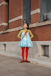 2way big ribbon flower strap Dark Red