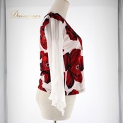 社交ダンス 衣装 スタンダード トップス レッスンウェア レディース オールシーズン 花柄 赤 白 U:NA ユーナ ホワイト系 レッド系 長袖 花柄トップス レッスンウェア レディース用 ダンス衣装 ストレッチ ルームウェア 年中使用可能 おしゃれ お出かけ用 上品 トップス Mサイズ 女子向け フラワーデザイン スポーツウェア 薔薇柄