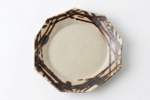 釉散彩九角プレート／白華窯 吉永サダム