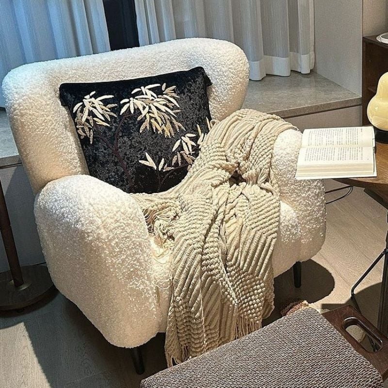 ソファ 1人掛け もこもこ チェア 椅子 ラムウール 羊 韓国インテリア おしゃれ かわいい カジュアル 1人暮らし