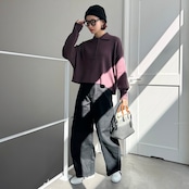 オーバーショートポロknit/マロン