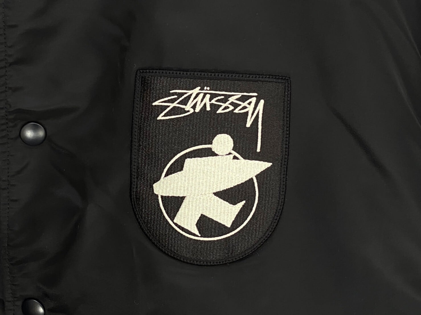 STUSSY SURFMAN STADIUM JACKET BLACK LARGE 60KJ0713 | BRAND BUYERS 