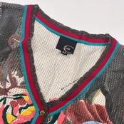 カシミヤ混 justcavalli ジャストカヴァリ 花柄刺繍 デザイン ニット カーディガン 42/マルチ レディース