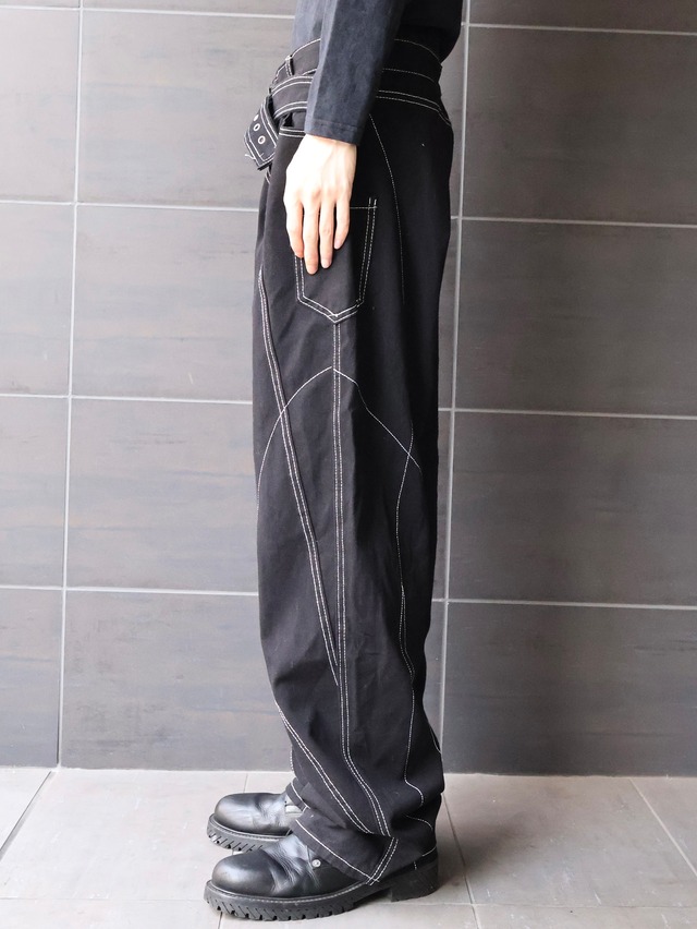 waist detail stich design denim pants