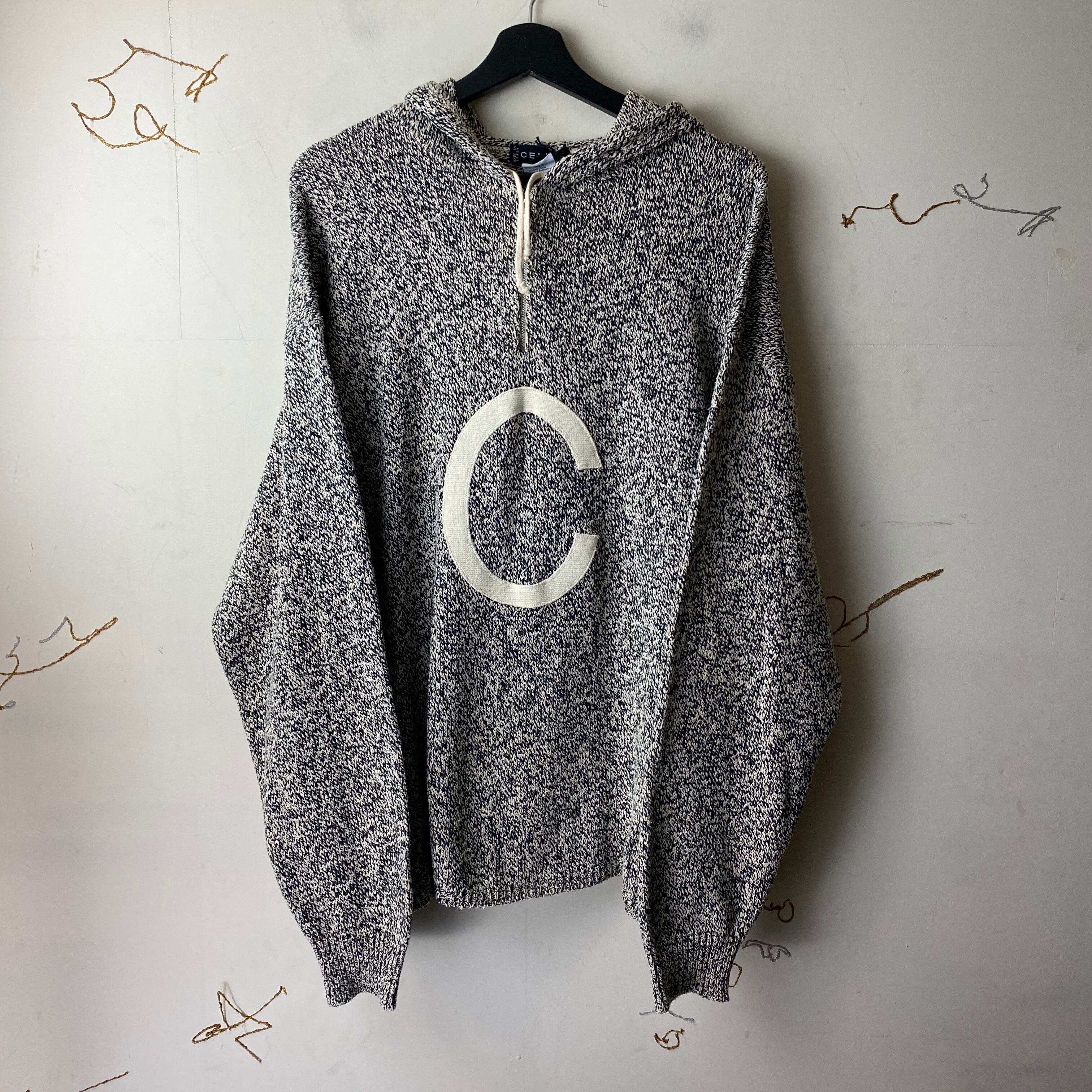 vintage CELINE HOMME “C” patch knit hoodie | NOIR ONLINE