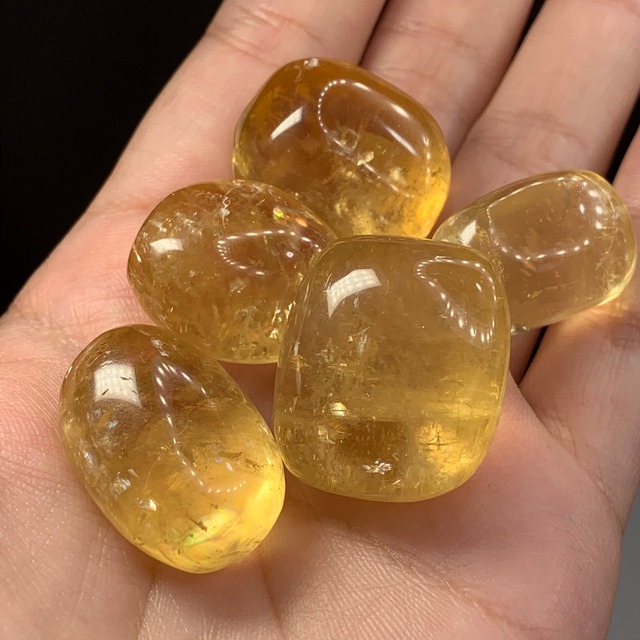 4個セット✩べっこう飴の様なゴールデンカルサイトタンブル(大)