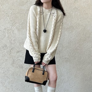 hooded lace knit J00082