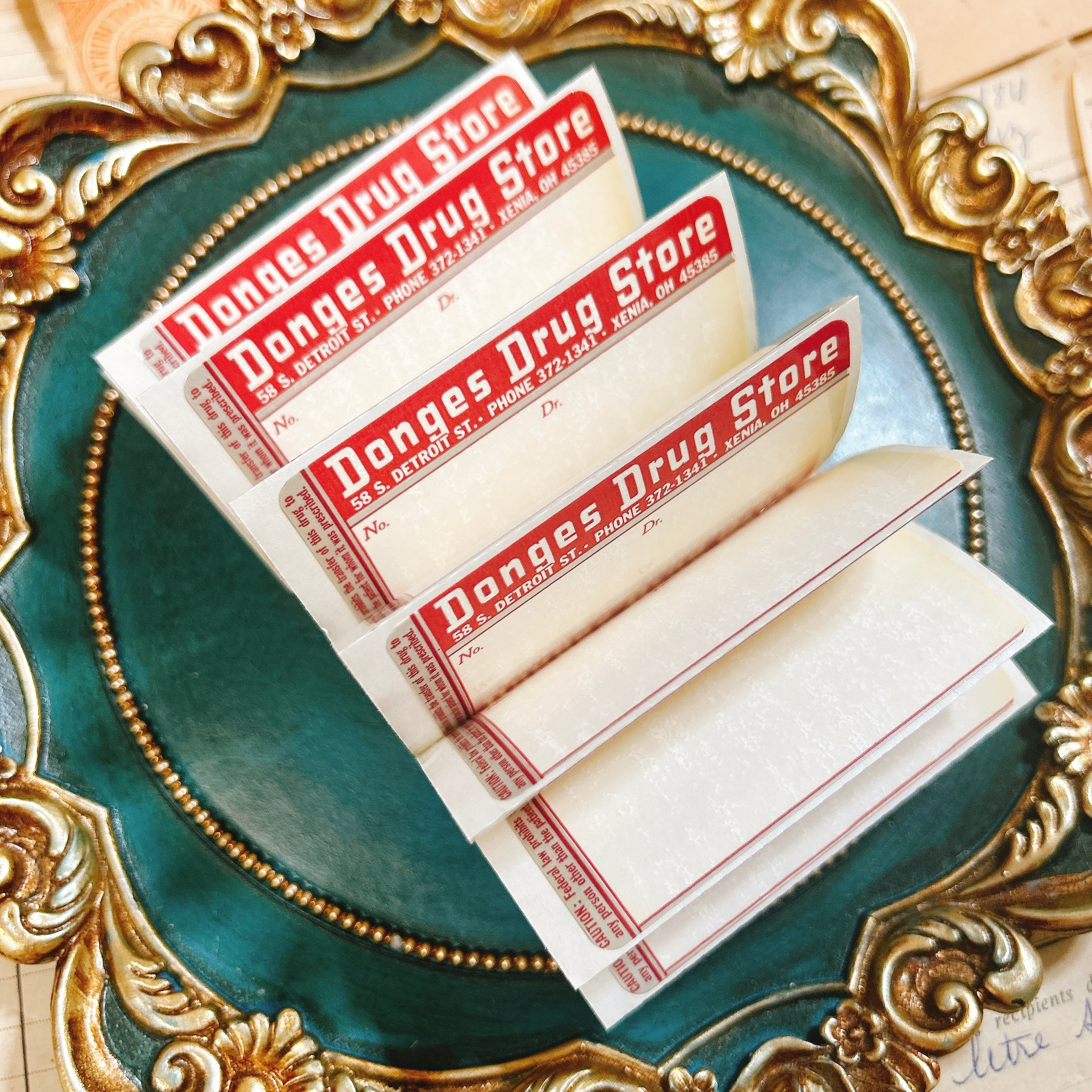 アメリカ ファーマシーラベル シールタイプ 20枚 ステッカー レッド